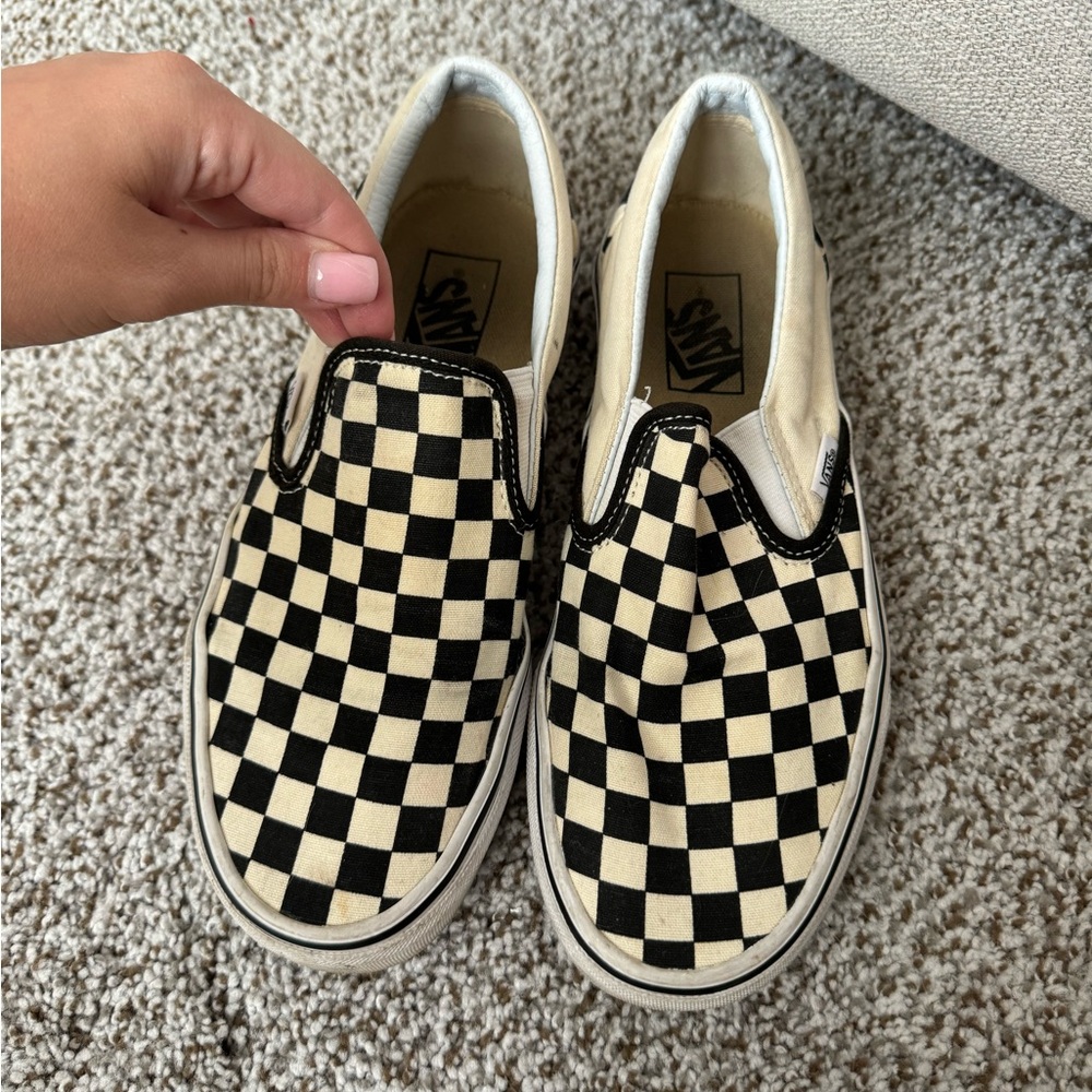 Vans  Checkered Slip-On Shoes - Black and White